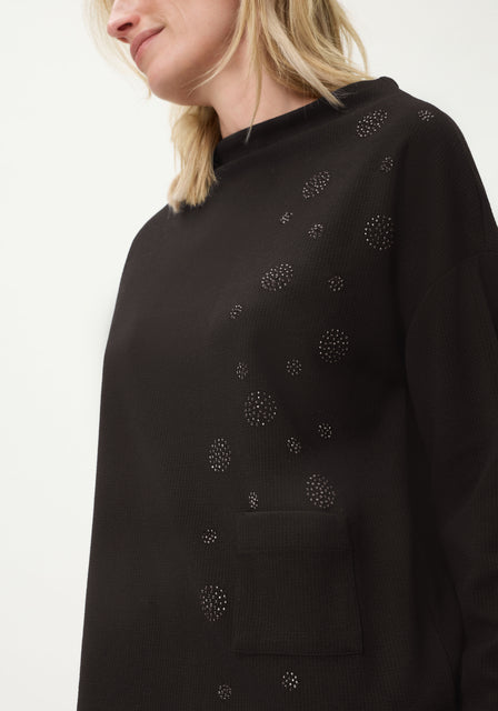 Olsen Black Rhinestone Detail Jersey Crew Neck Sweatshirt 11201683