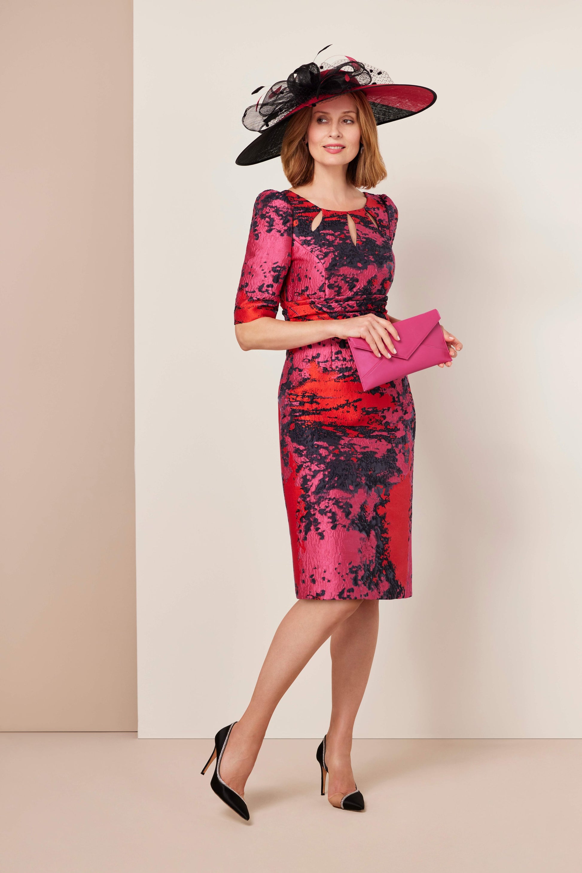 Condici Vermillion Print Pencil Silhouette Dress