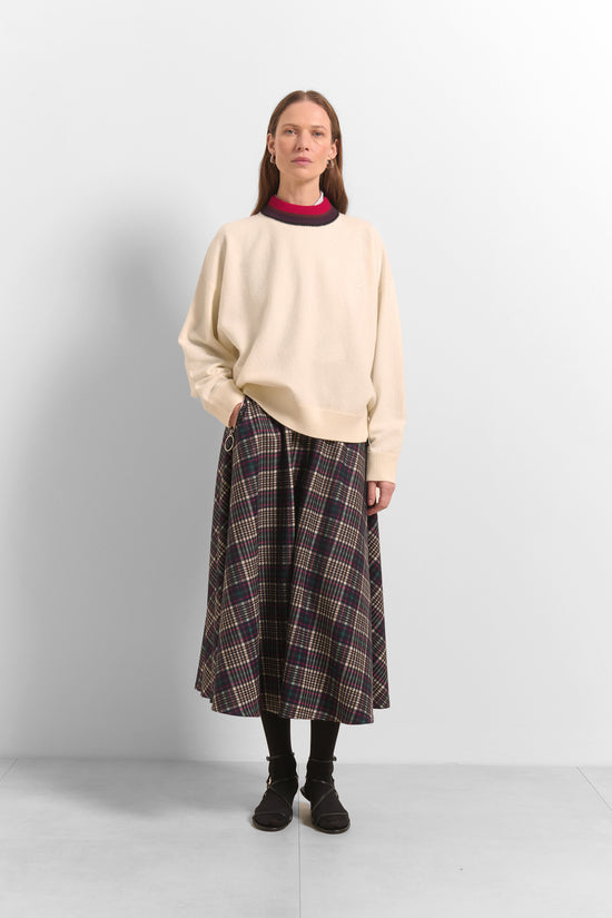 Beatrice B Tartan Print Culottes Wide Leg Cropped with Zip Pockets & Belt Loops