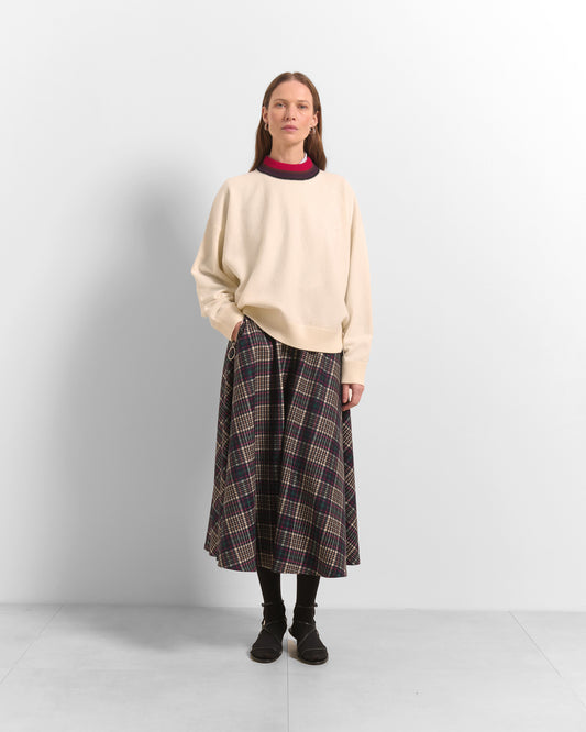 Beatrice B Tartan Print Culottes Wide Leg Cropped with Zip Pockets & Belt Loops