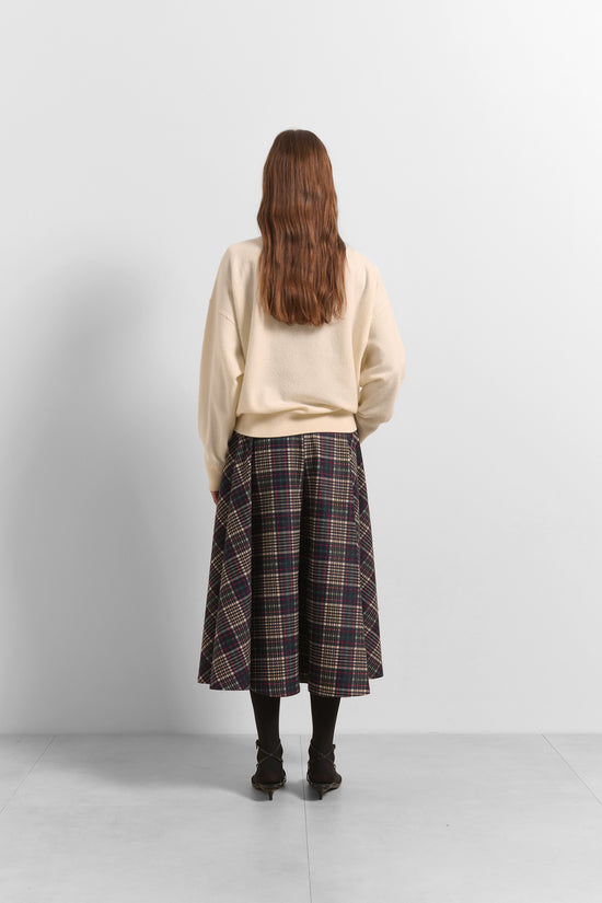 Beatrice B Tartan Print Culottes Wide Leg Cropped with Zip Pockets & Belt Loops