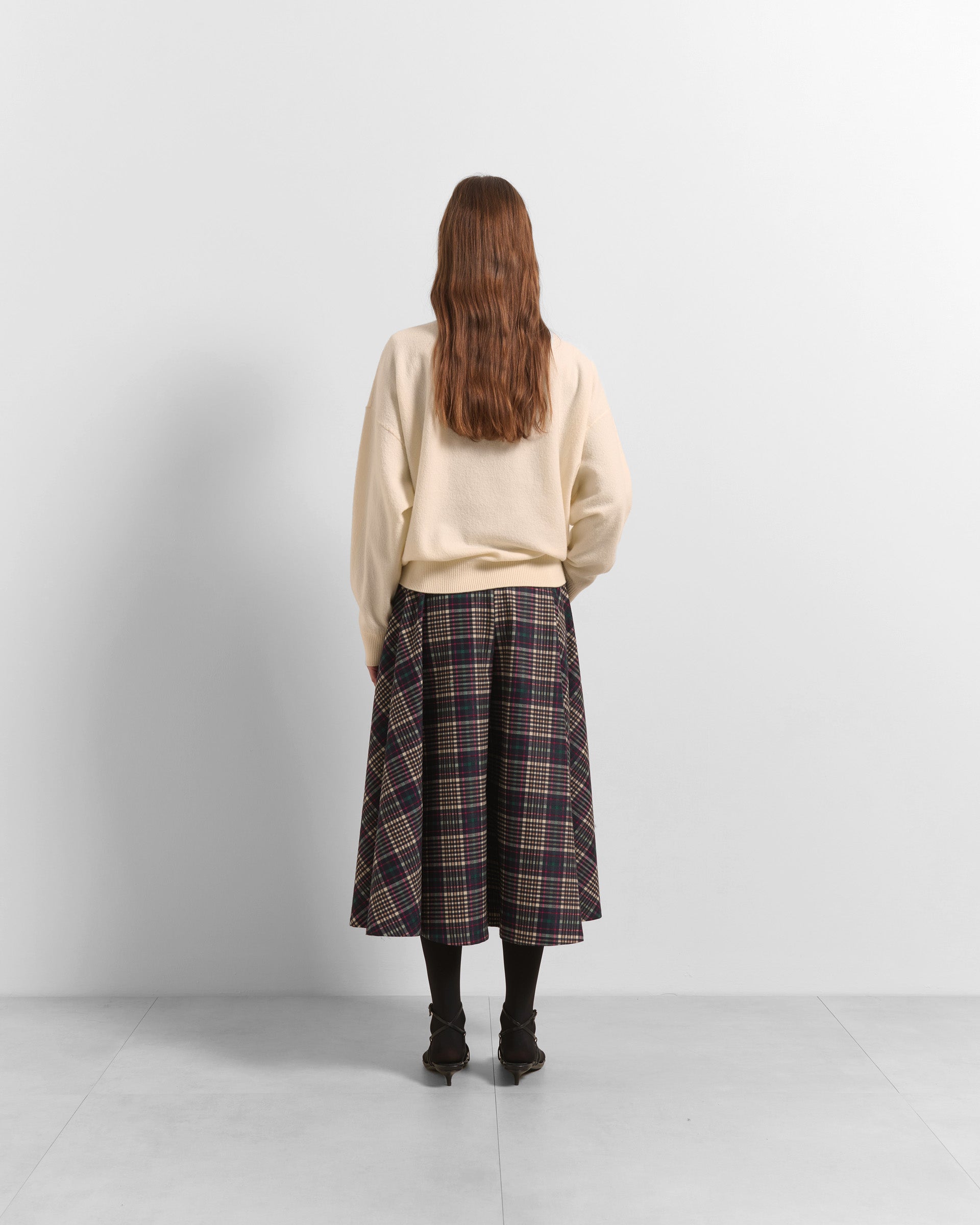 Beatrice B Tartan Print Culottes Wide Leg Cropped with Zip Pockets & Belt Loops