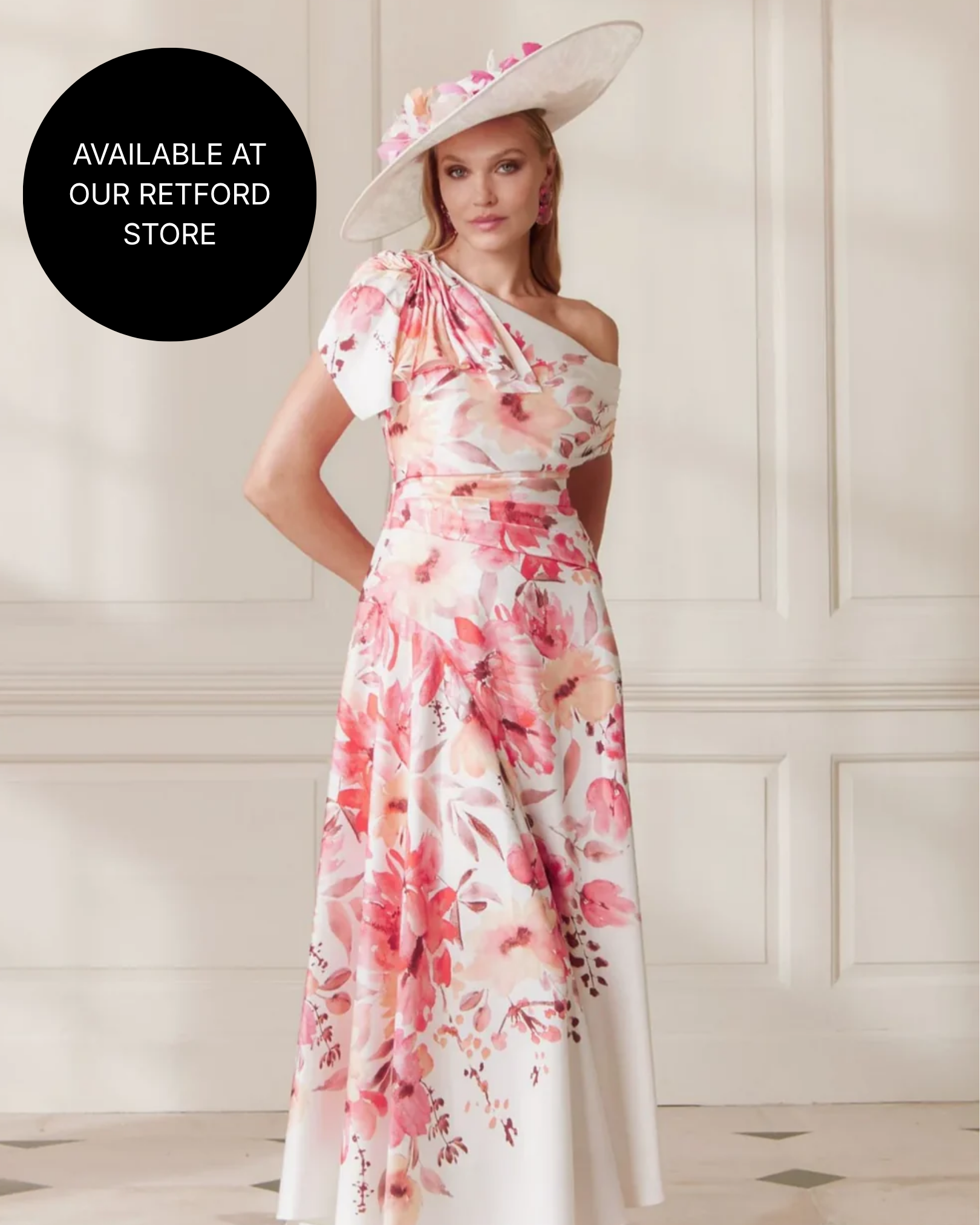 John Charles Sunset Floral Print Asymmetric Hem Crepe Dress 66686C AW