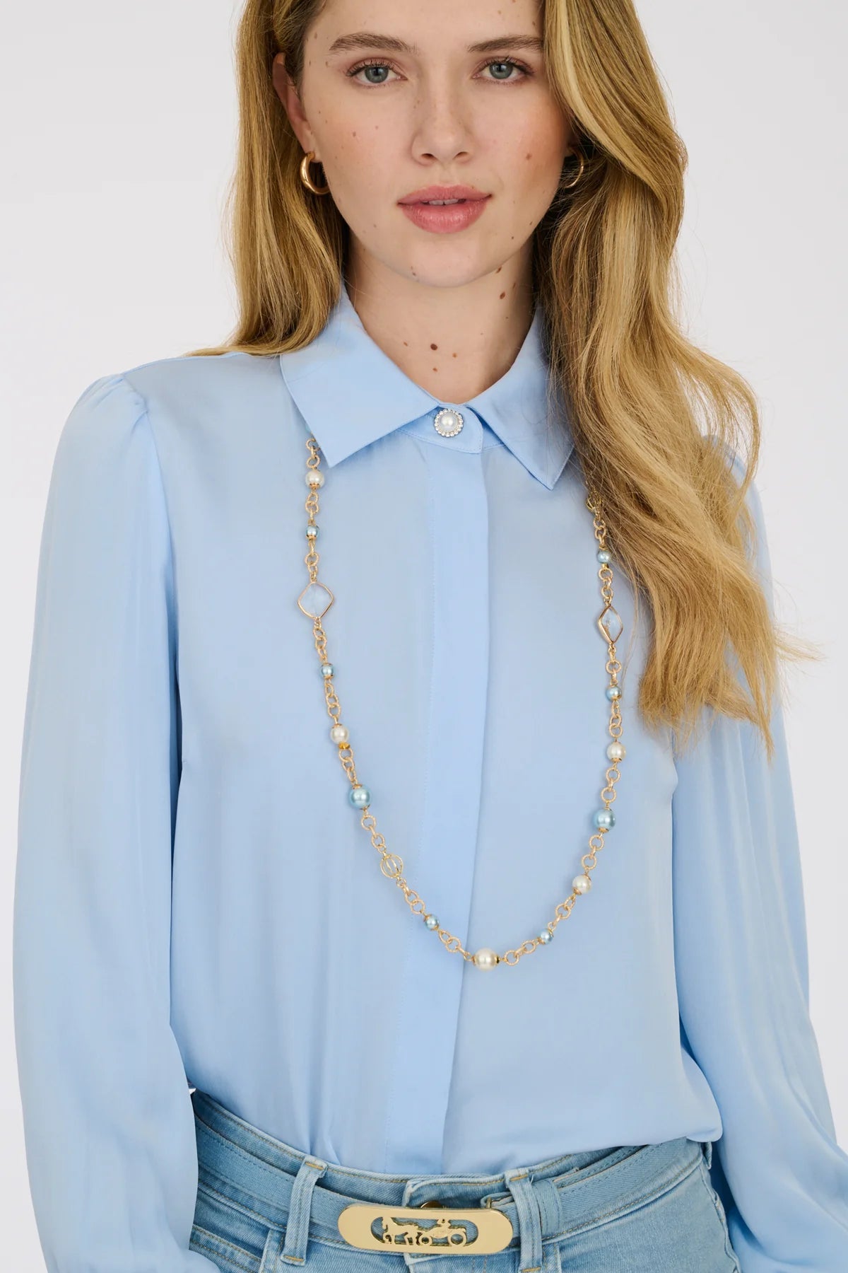 Weill long blue bead necklace 129106
