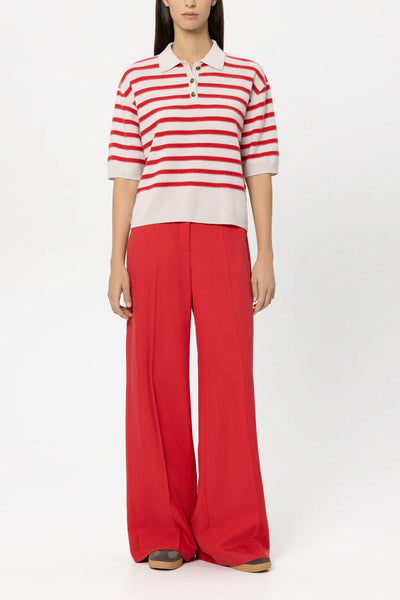 Luisa Cerano Red Striped Cashmere Blend Polo 138735