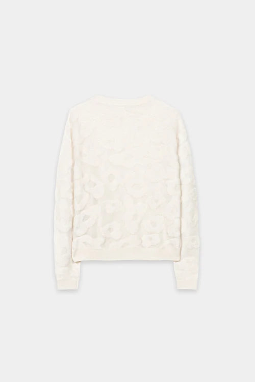 Luisa Cerano Cream Round-Neck Sweater with Leopard Pattern 138738