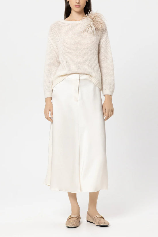 Luisa Cerano Cream Wool Blend Sweater with Cropped Sleeves 138744