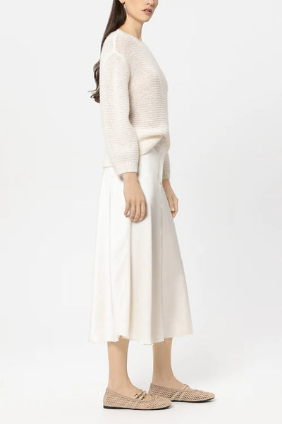 Luisa Cerano Cream Wool Blend Sweater with Cropped Sleeves 138744