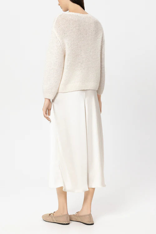 Luisa Cerano Cream Wool Blend Sweater with Cropped Sleeves 138744