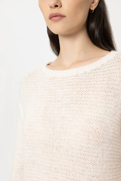 Luisa Cerano Cream Wool Blend Sweater with Cropped Sleeves 138744