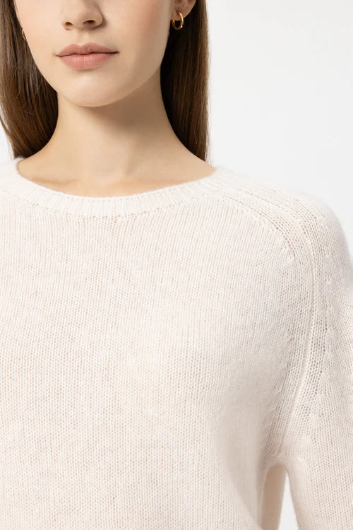 Luisa Cerano Cream Cashmere Blend Short-Sleeve Sweater 138767