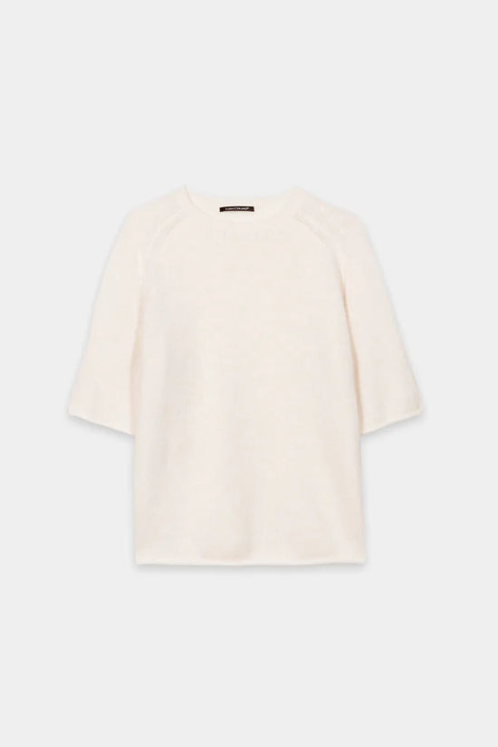 Luisa Cerano Cream Cashmere Blend Short-Sleeve Sweater 138767