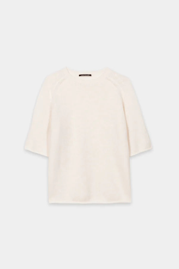 Luisa Cerano Cream Cashmere Blend Short-Sleeve Sweater 138767