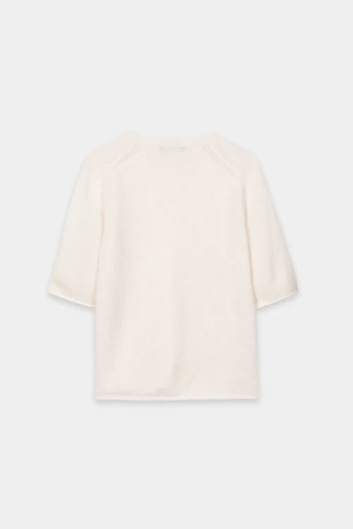 Luisa Cerano Cream Cashmere Blend Short-Sleeve Sweater 138767