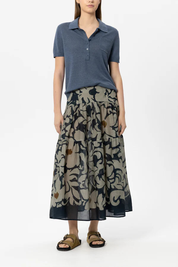 Luisa Cerano Tinted Blue Short Sleeve Polo Top