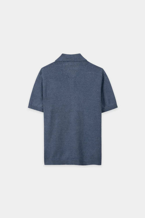 Luisa Cerano Tinted Blue Short Sleeve Polo Top