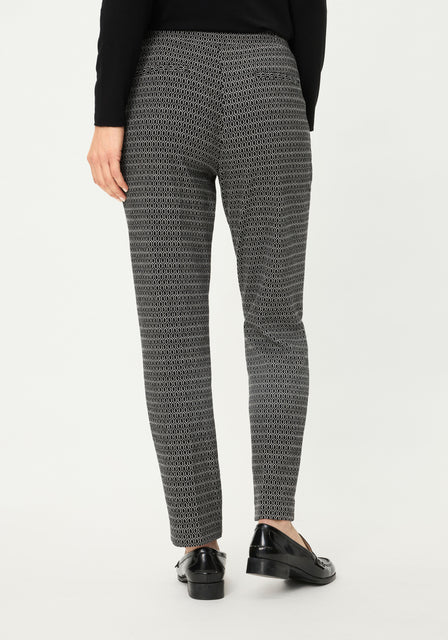 Olsen Black & White Geometric Patterned Straight Leg Trousers 14002482