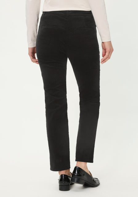 Olsen Black Velvet Ankle Length Straight Leg Trousers 14002484