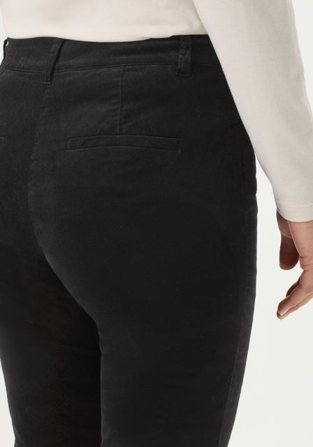 Olsen Black Velvet Ankle Length Straight Leg Trousers 14002484