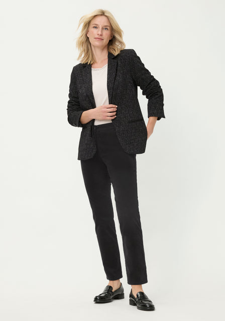 Olsen Black Velvet Ankle Length Straight Leg Trousers 14002484