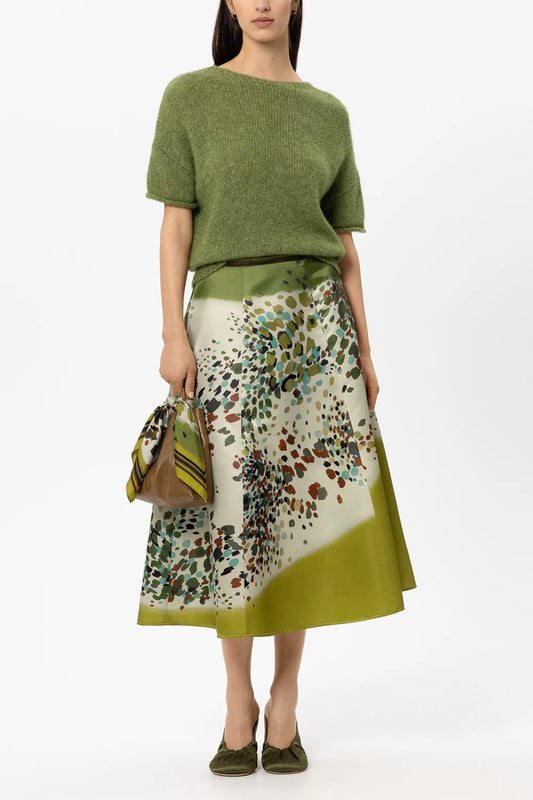 Luisa Cerano Matcha Green Alpaca Blend Short Sleeve Sweater