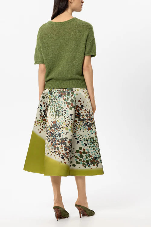 Luisa Cerano Matcha Green Alpaca Blend Short Sleeve Sweater
