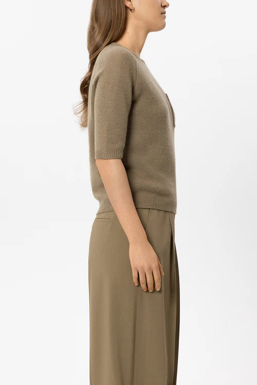 Luisa Cerano Sage Half-Sleeve Cashmere Blend Sweater