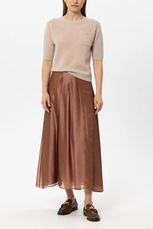 Luisa Cerano Cappuccino Cashmere Blend Short Sleeve Sweater