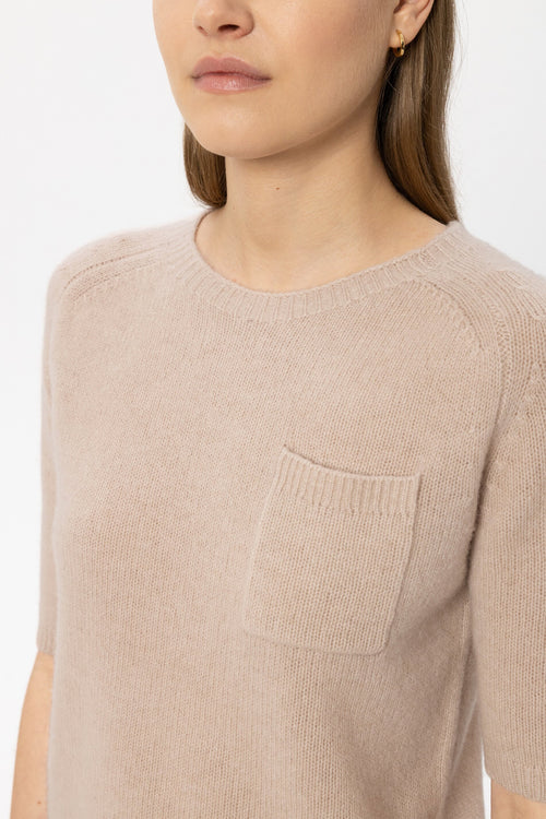 Luisa Cerano Cappuccino Cashmere Blend Short Sleeve Sweater