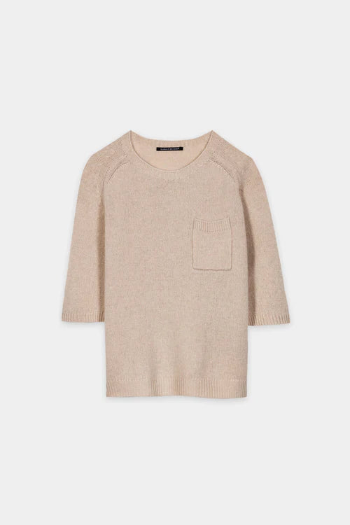 Luisa Cerano Cappuccino Cashmere Blend Short Sleeve Sweater