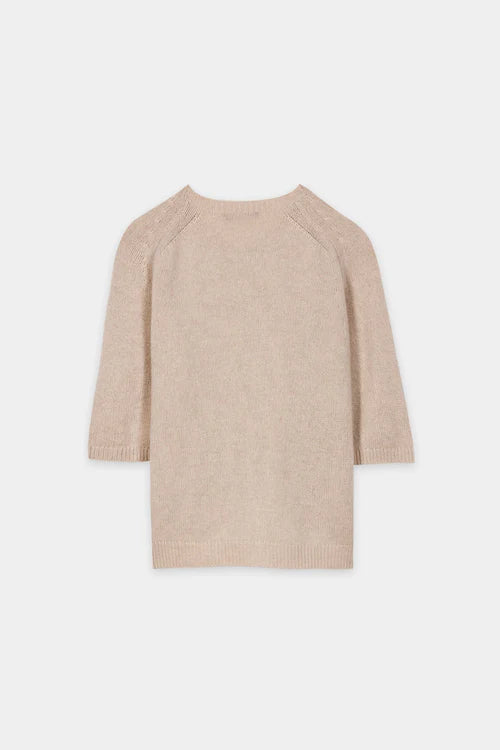 Luisa Cerano Cappuccino Cashmere Blend Short Sleeve Sweater