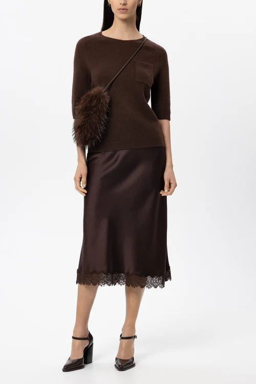 Luisa Cerano Maroon Cashmere Blend Short Sleeve Sweater