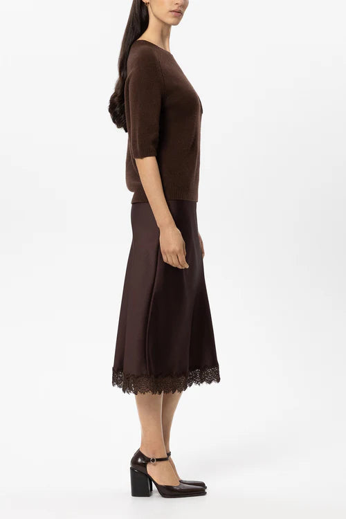 Luisa Cerano Maroon Cashmere Blend Short Sleeve Sweater