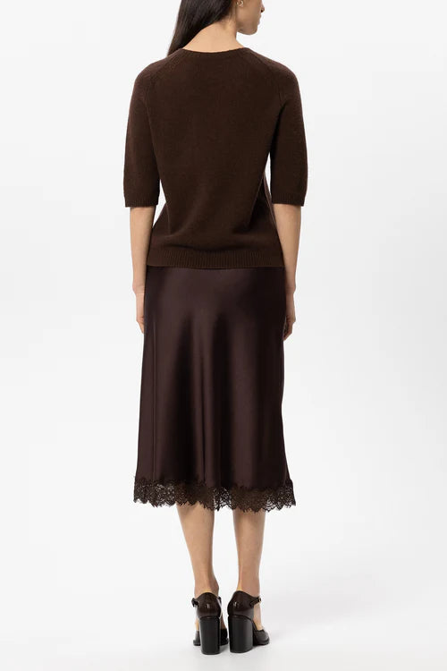 Luisa Cerano Maroon Cashmere Blend Short Sleeve Sweater