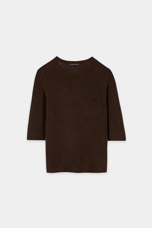 Luisa Cerano Maroon Cashmere Blend Short Sleeve Sweater