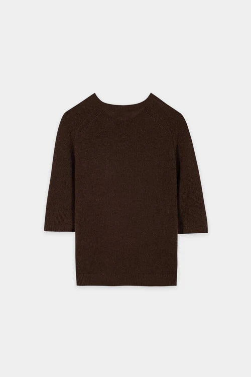 Luisa Cerano Maroon Cashmere Blend Short Sleeve Sweater