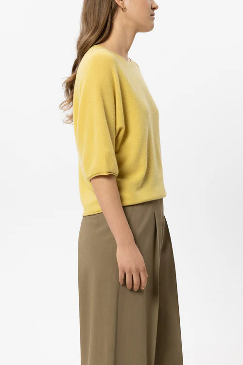 Luisa Cerano Yellow 3/4 Sleeve Cashmere Blend Sweater