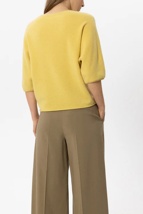 Luisa Cerano Yellow 3/4 Sleeve Cashmere Blend Sweater