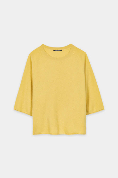 Luisa Cerano Yellow 3/4 Sleeve Cashmere Blend Sweater
