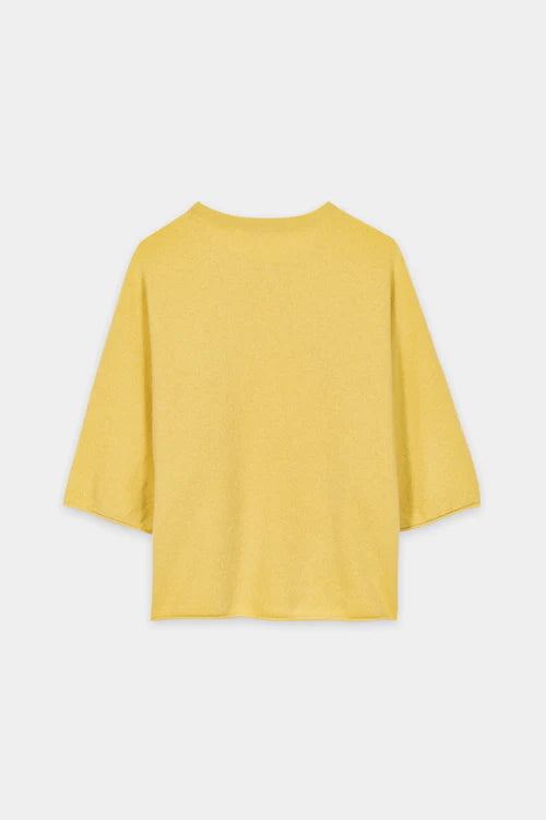 Luisa Cerano Yellow 3/4 Sleeve Cashmere Blend Sweater