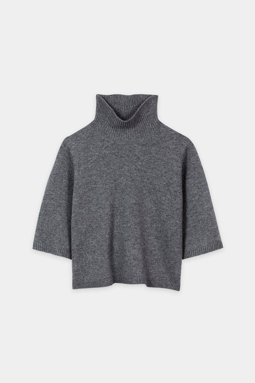 Luisa Cerano Heather Oversized Wool Blend Short Sleeve Sweater