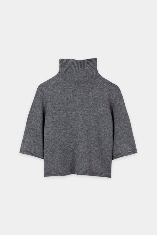 Luisa Cerano Heather Oversized Wool Blend Short Sleeve Sweater