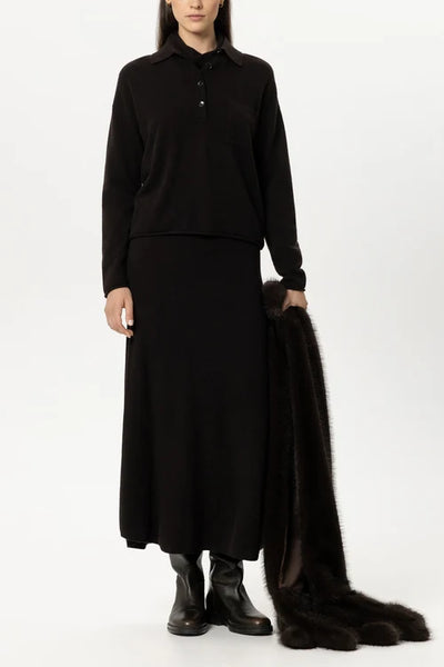 Luisa Cerano Truffle Cashmere-Blend Polo Sweater 148855