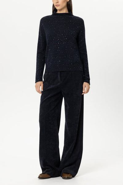 Luisa Cerano Navy Turtleneck Sweater with Rhinestones 148858