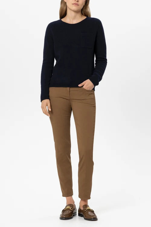 Luisa Cerano Navy Cashmere-Blend Round Neck Sweater 148870