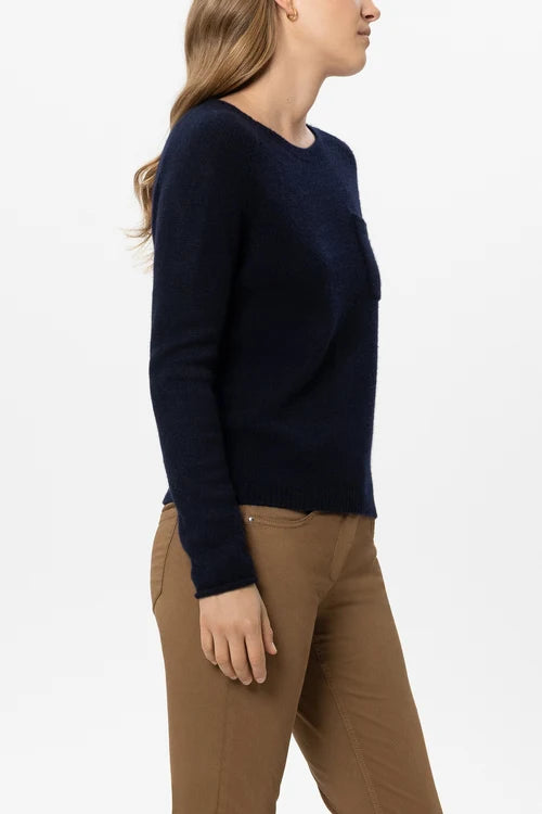 Luisa Cerano Navy Cashmere-Blend Round Neck Sweater 148870