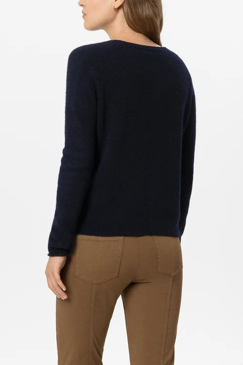 Luisa Cerano Navy Cashmere-Blend Round Neck Sweater 148870