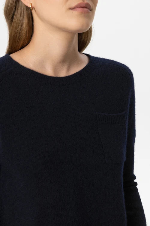 Luisa Cerano Navy Cashmere-Blend Round Neck Sweater 148870