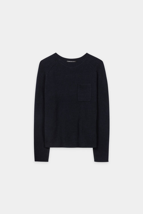 Luisa Cerano Navy Cashmere-Blend Round Neck Sweater 148870