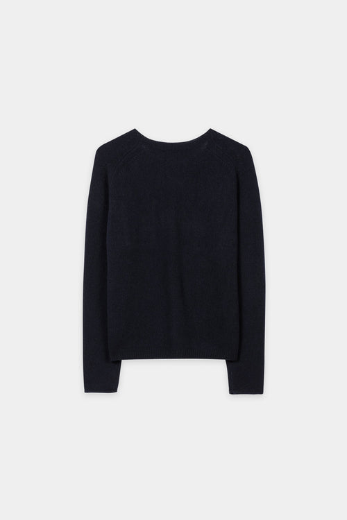 Luisa Cerano Navy Cashmere-Blend Round Neck Sweater 148870